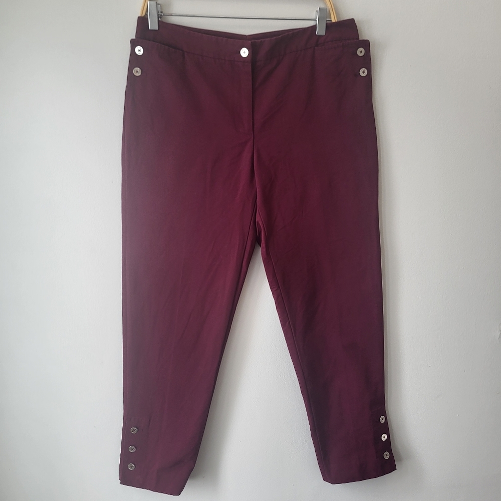 Carolina Herrera Maroon Tailored Classic Feminine  Pants Sz 10